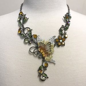 Vintage Butterfly Necklace with Crystals NWOT